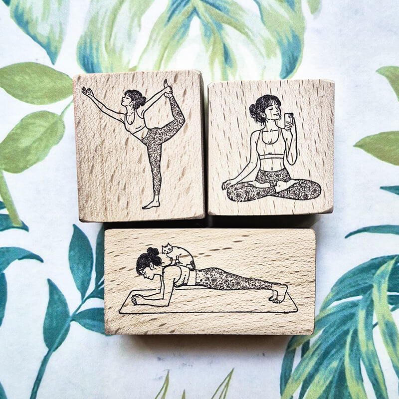 Namaste Yoga Journal Workout Scrapbooking Wooden Stamp
