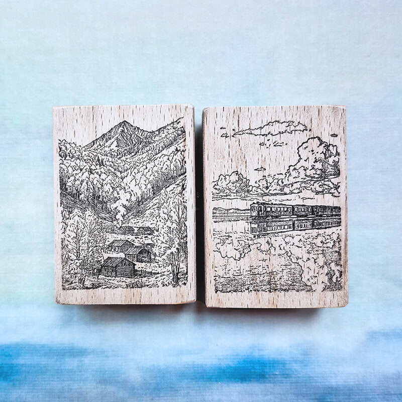 Wanderlust Alpine Mountain Hiking Travelogue (1) Scrapbooking Wooden Stamp