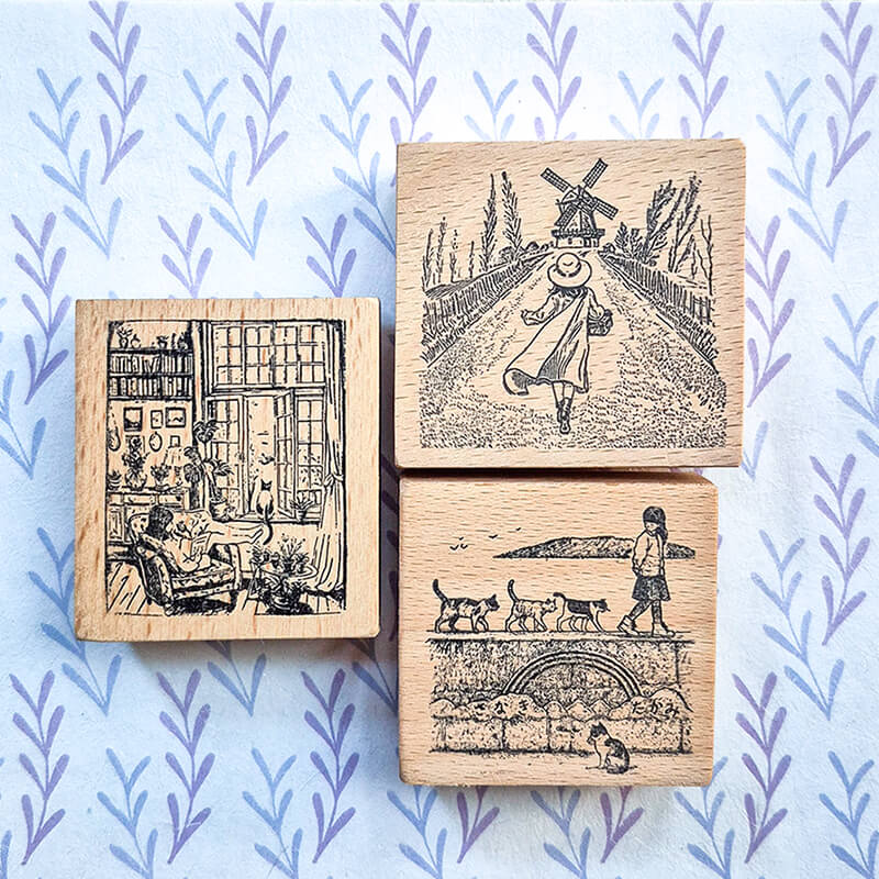 Daily Life Travelogue Scrapbooking Wooden Stamp
