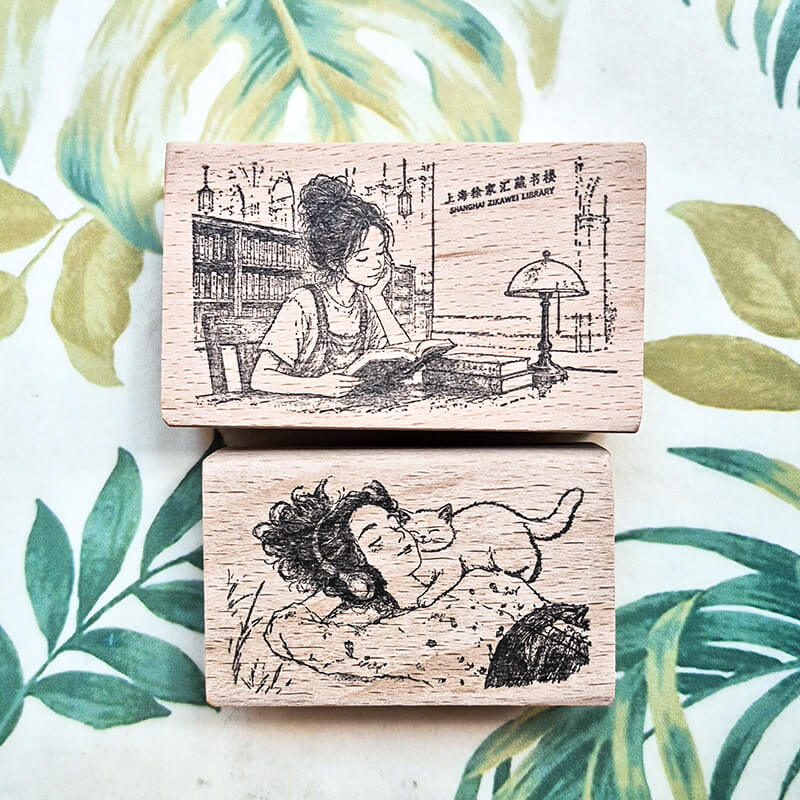 Daily Life Chill Time Reading Library Scrapbooking Wooden Stamp