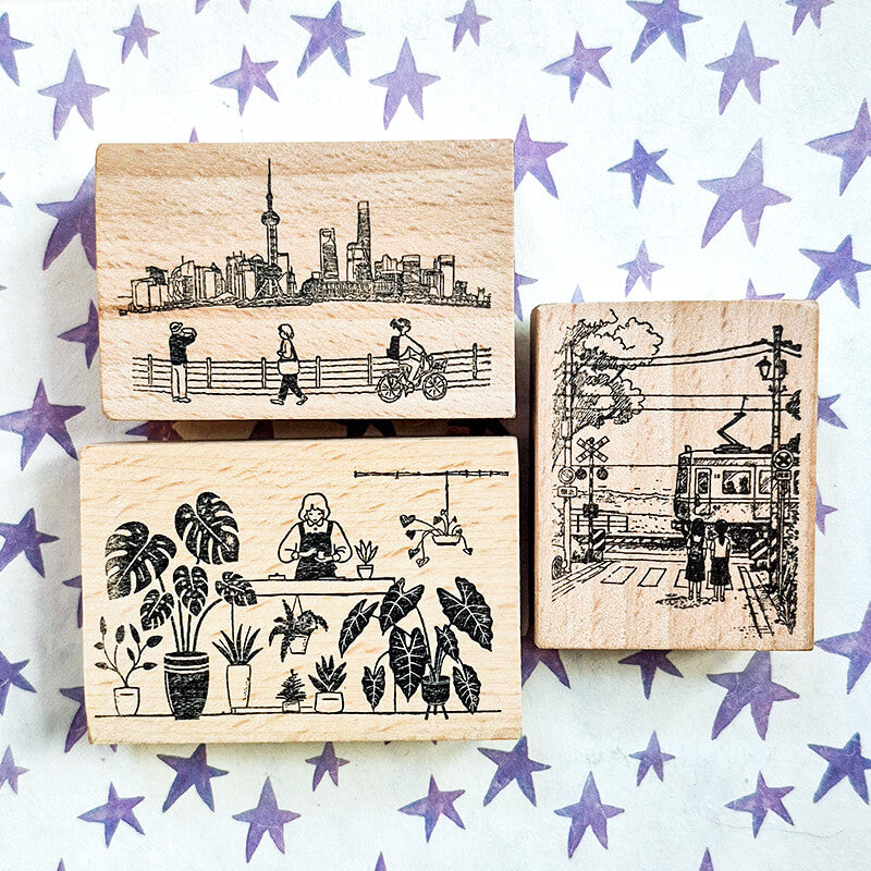 Daily Life Travelogue Scrapbooking Wooden Stamp