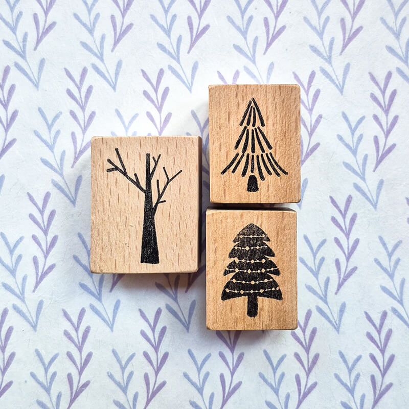 Little Pine Xmas Trees Forest Scrapbooking Wooden Stamp