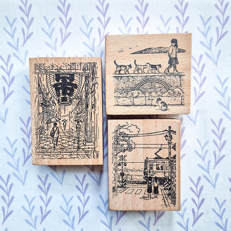 Asian Adventure Getaway Travelogue Scrapbooking Wooden Stamp