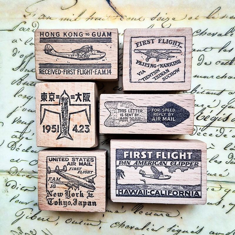 Commemorative 1st Flight Air Mail Postmarks Scrapbooking Wooden Stamp