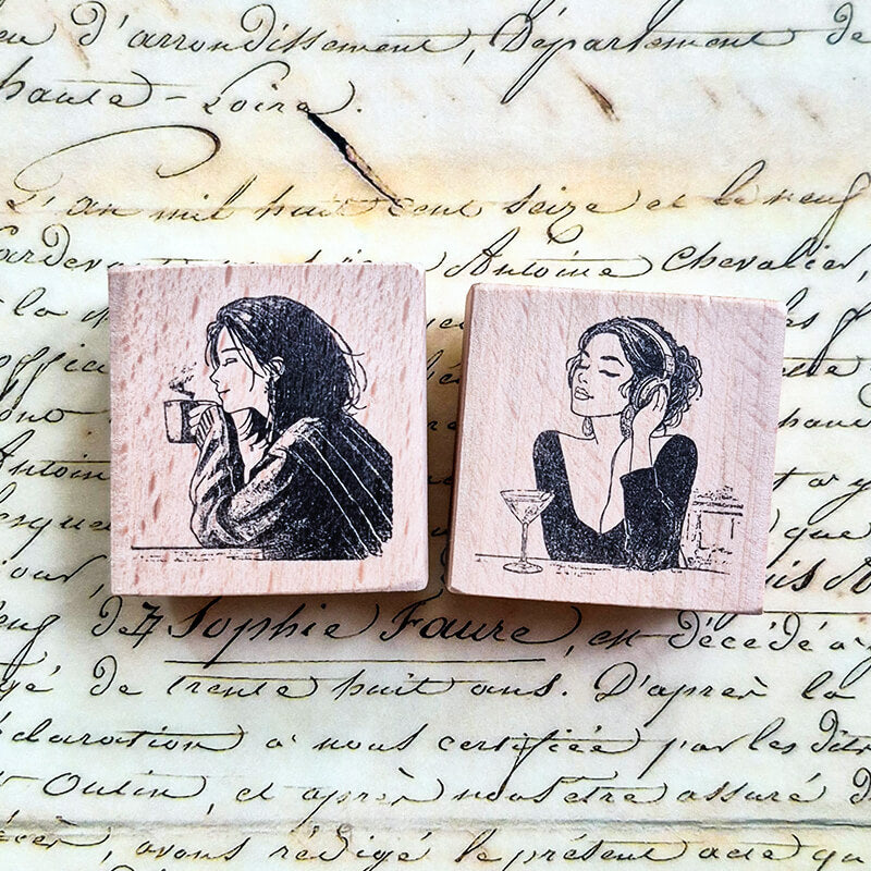 Coffee Lovers Scrapbooking Wooden Stamp