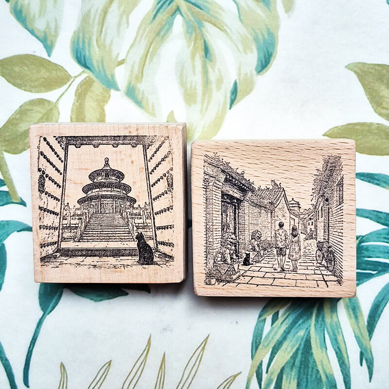 Adventure China Travelogue Scrapbooking Wooden Stamp
