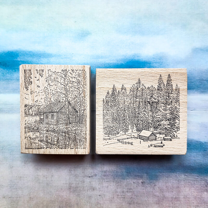 Wanderlust Alpine Mountain Hiking Travelogue (2) Scrapbooking Wooden Stamp
