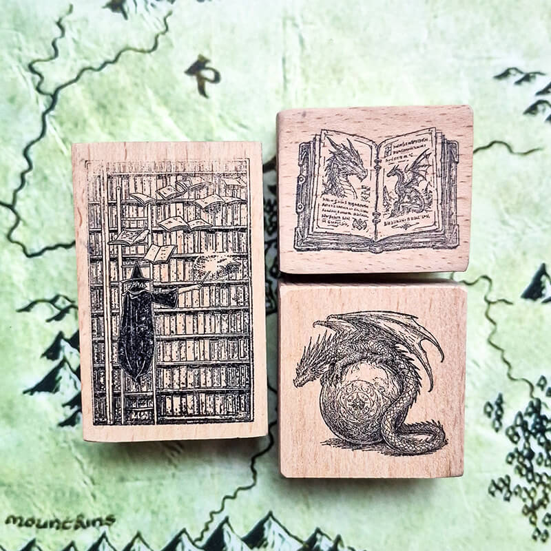 Wizard & Knight, Dungeons & Dragons Fantasy World Scrapbooking Stamp