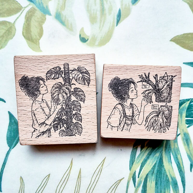 Plant Lovers Botanical Scrapbooking Wooden Stamp