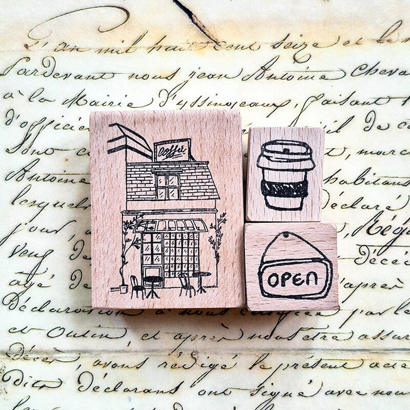 Coffee Lovers Scrapbooking Wooden Stamp