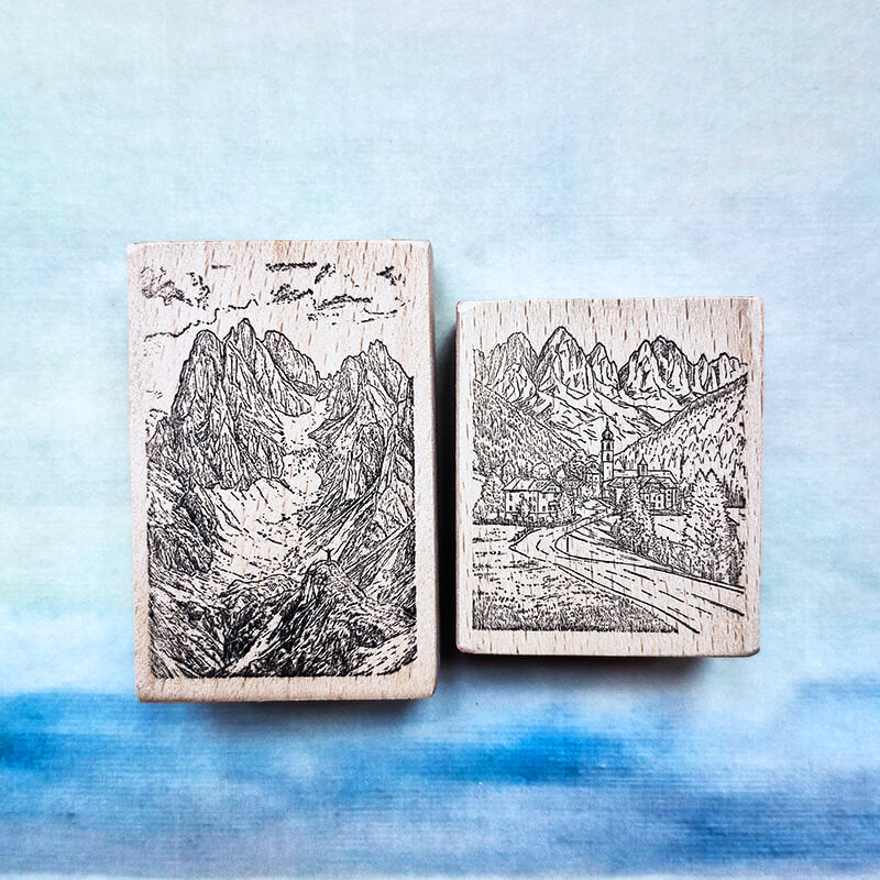 Wanderlust Alpine Mountain Hiking Travelogue (1) Scrapbooking Wooden Stamp