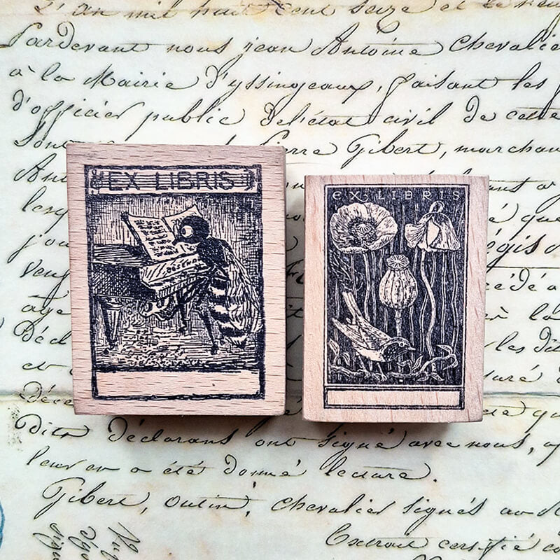 Bookplate Ex Libris Library Book Lovers Scrapbooking Wooden Stamp