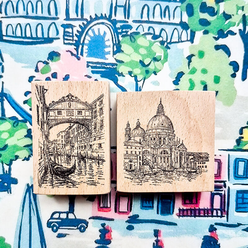 European Getaway Adventure Travelogue Scrapbooking Wooden Stamp