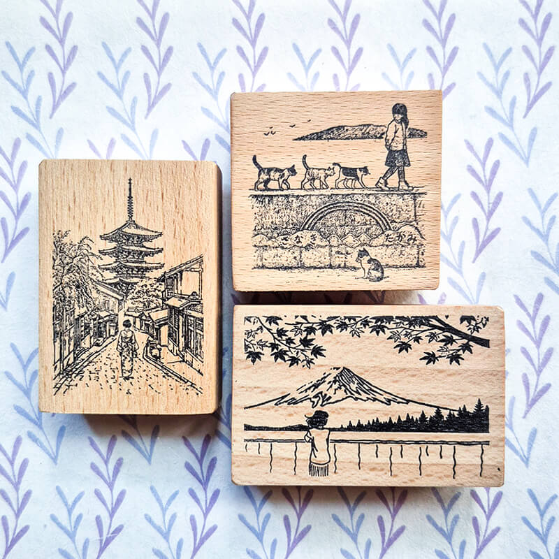 Asian Adventure Getaway Travelogue Scrapbooking Wooden Stamp