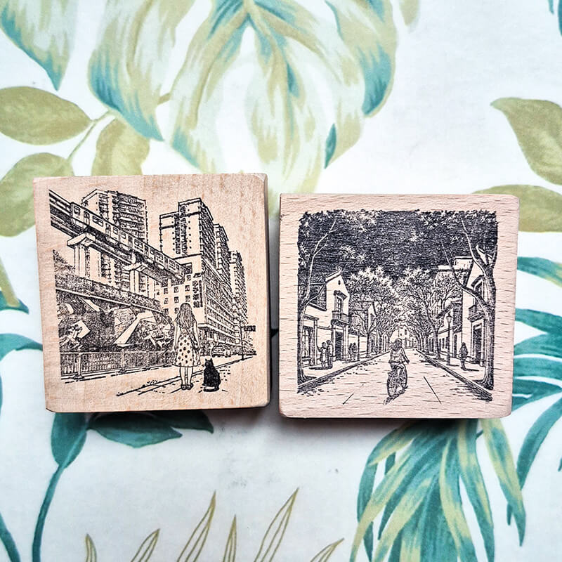 Adventure China Travelogue Scrapbooking Wooden Stamp