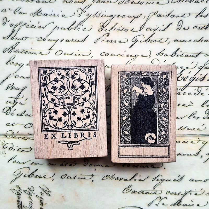Bookplate Ex Libris Library Book Lovers Scrapbooking Wooden Stamp