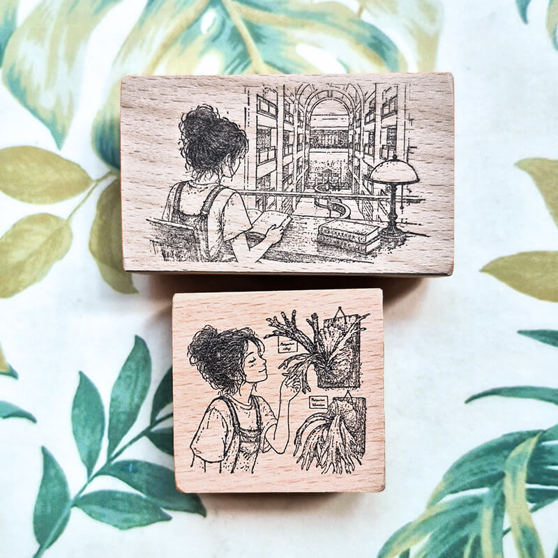 Daily Life Chill Time Reading Library Scrapbooking Wooden Stamp