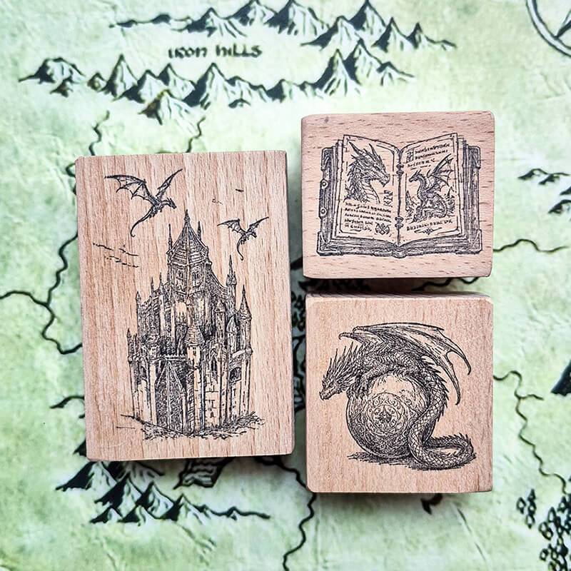Wizard & Knight, Dungeons & Dragons Fantasy World Scrapbooking Stamp