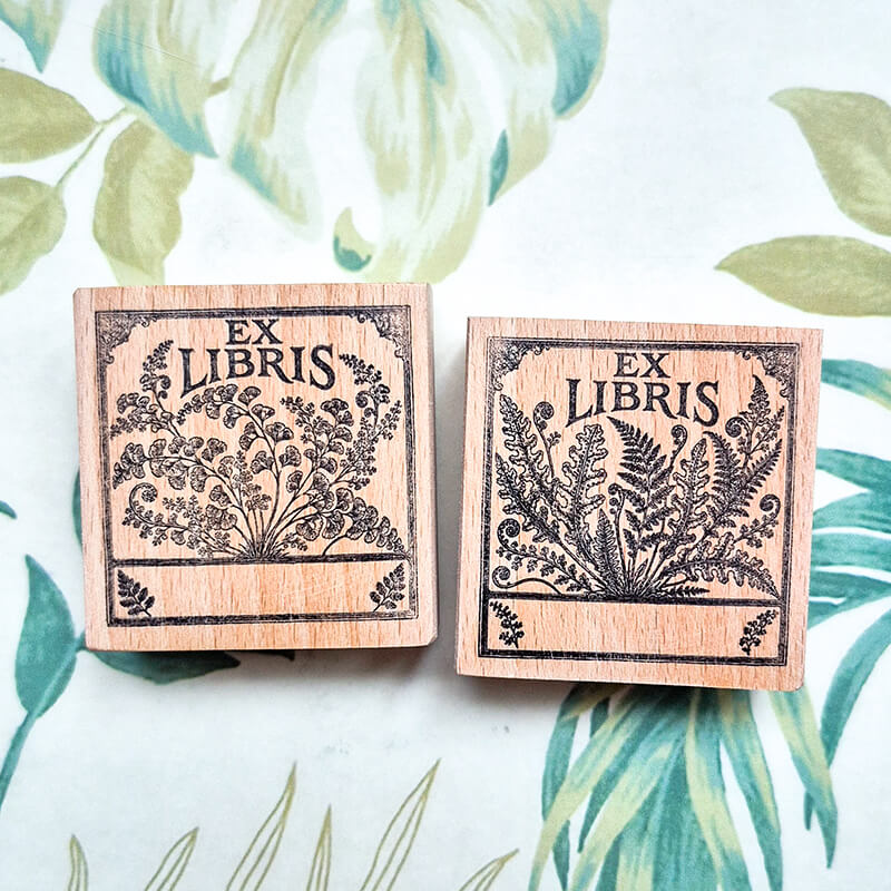Tropical Birds Ferns Nature Bookplate Scrapbooking Wooden Stamp