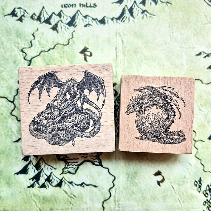 Wizard & Knight, Dungeons & Dragons Fantasy World Scrapbooking Stamp