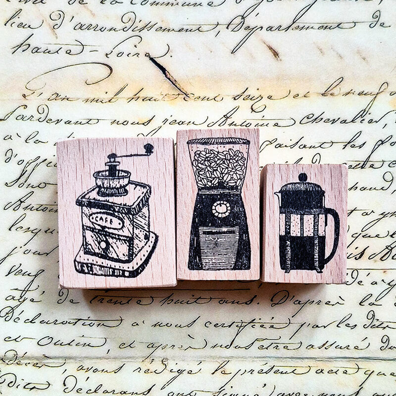 Coffee Lovers Scrapbooking Wooden Stamp