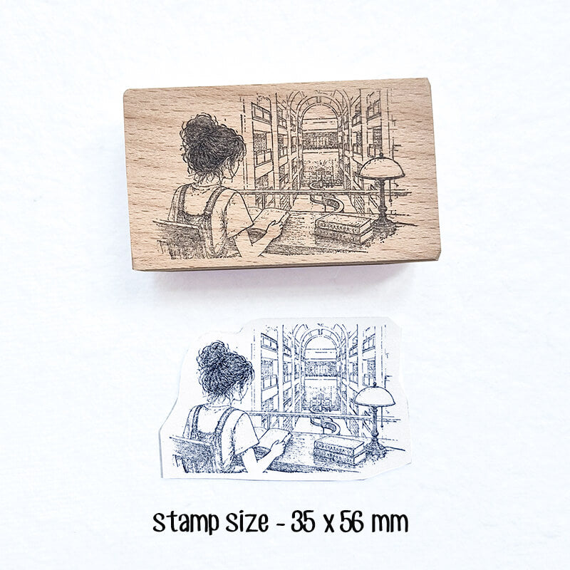 Daily Life Chill Time Reading Library Scrapbooking Wooden Stamp