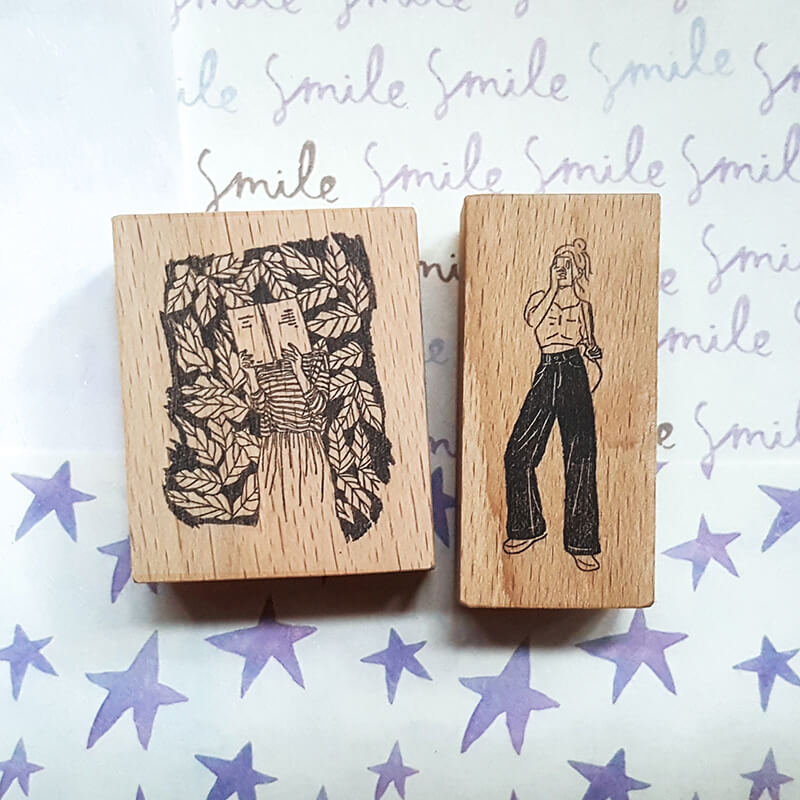 Stylish Girls Summer Fun Scrapbooking Wooden Stamp