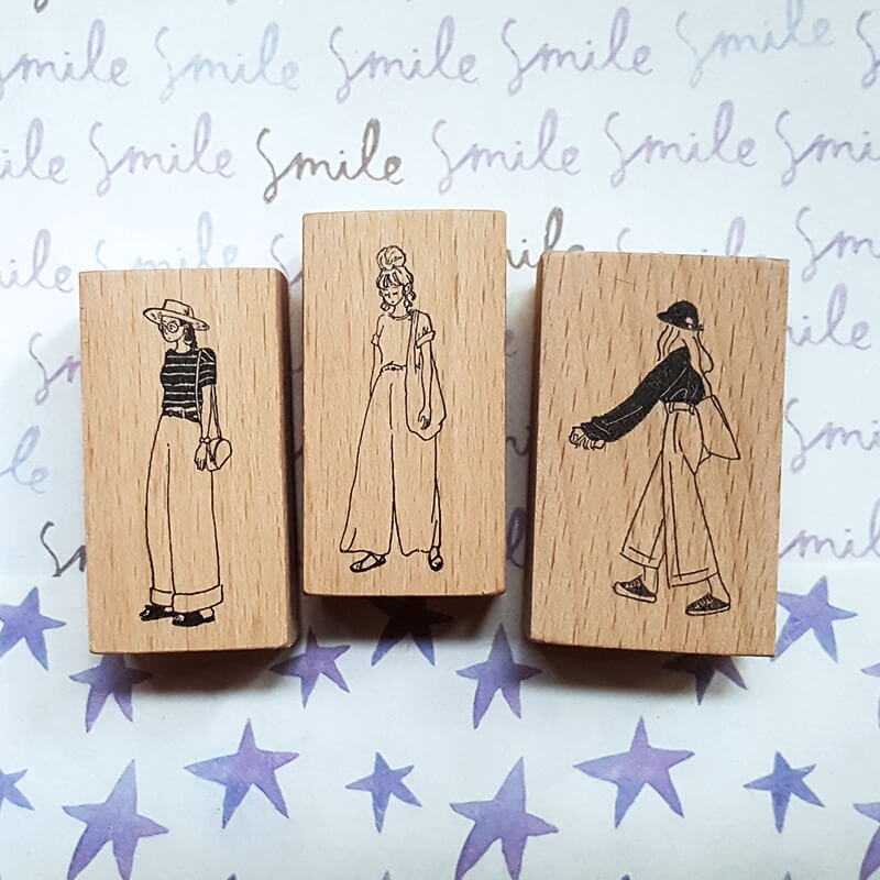 Stylish Girls Summer Fun Scrapbooking Wooden Stamp