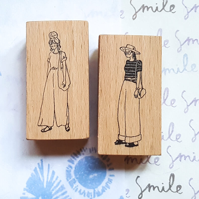 Stylish Girls Summer Fun Scrapbooking Wooden Stamp