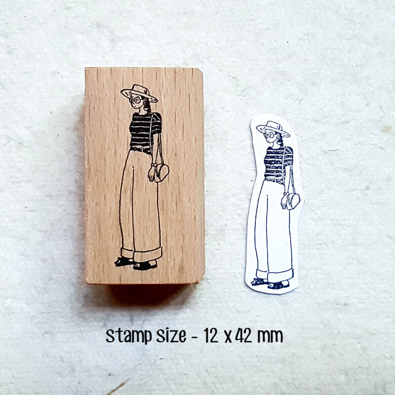 Stylish Girls Summer Fun Scrapbooking Wooden Stamp