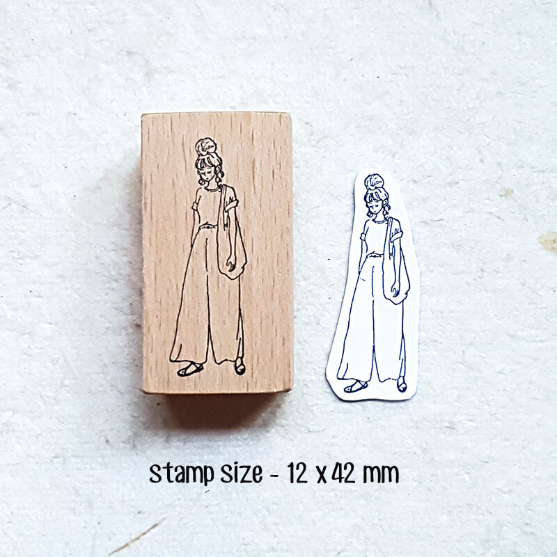 Stylish Girls Summer Fun Scrapbooking Wooden Stamp