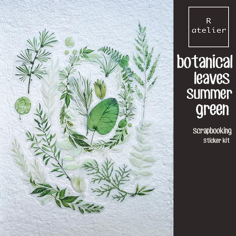 botanical leaves, summer green | Scrapbooking Vellum Stickers