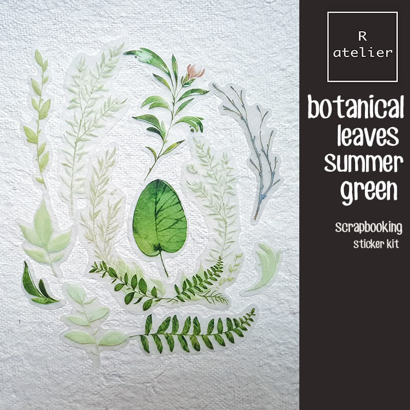 botanical leaves, summer green | Scrapbooking Vellum Stickers