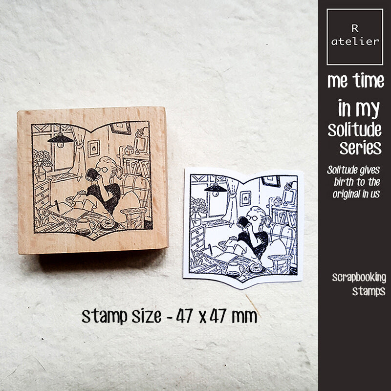 Me Time Self-Care Scrapbooking Wooden Stamp