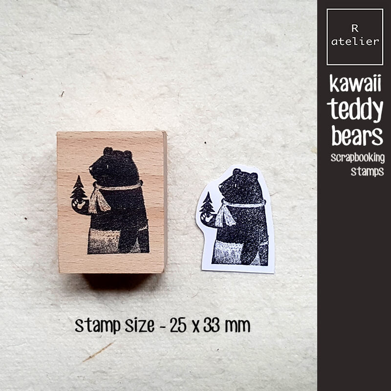 teddy bear kawaii Scrapbooking Wooden Stamp