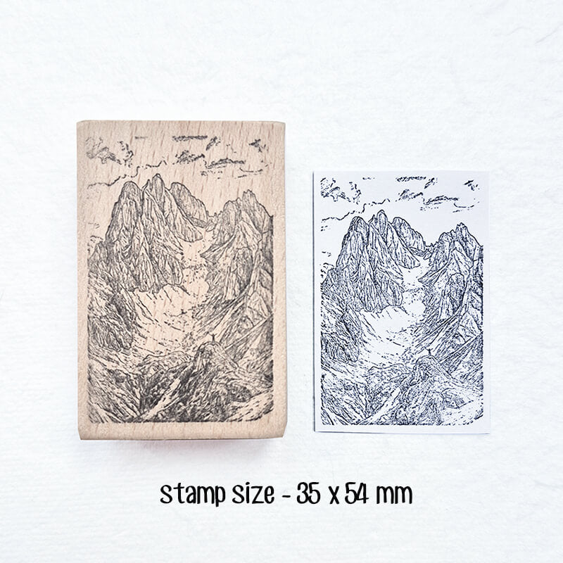Wanderlust Alpine Mountain Hiking Travelogue (1) Scrapbooking Wooden Stamp