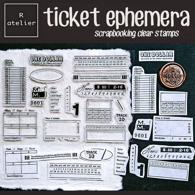 Ticket Stubs Scrapbooking Clear Stamps Set