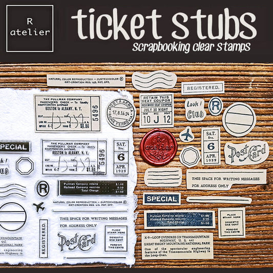 Ticket Stubs Scrapbooking Clear Stamps Set