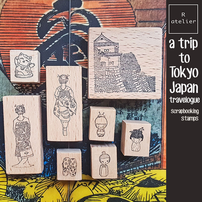 Trip to Tokyo Japan Travelogue Scrapbooking Wooden Stamp