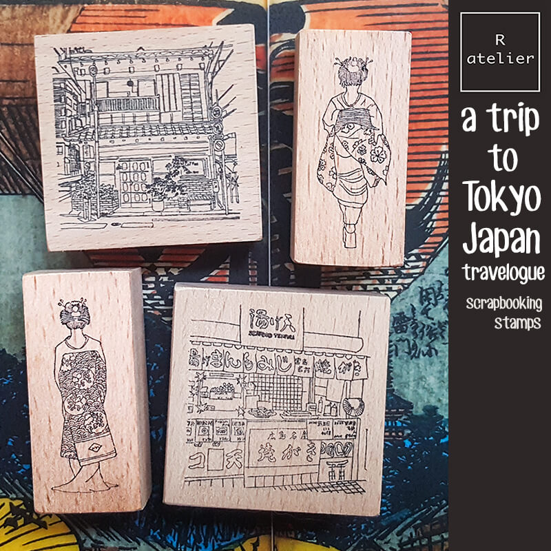 Trip to Tokyo Japan Travelogue Scrapbooking Wooden Stamp