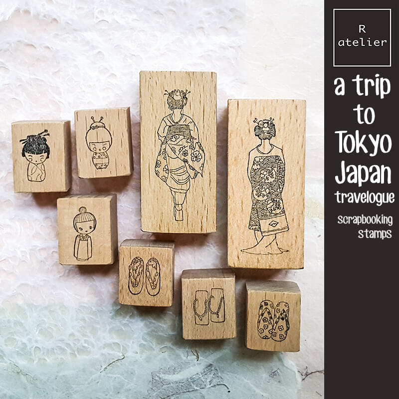 Trip to Tokyo Japan Travelogue Scrapbooking Wooden Stamp