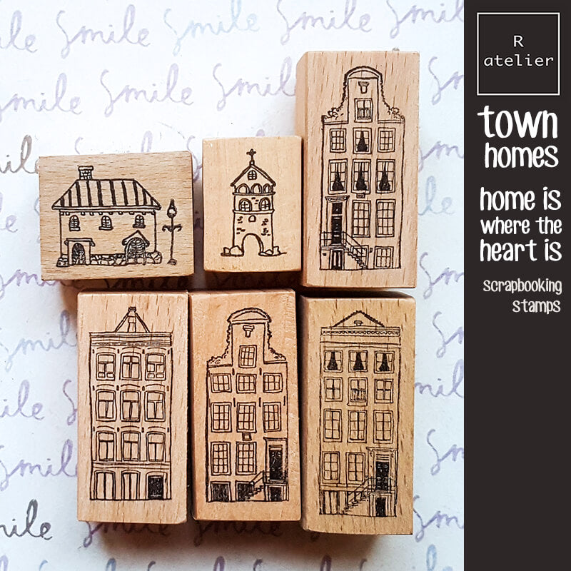 Townhomes Brownstones Houses Scrapbooking Wooden Stamp