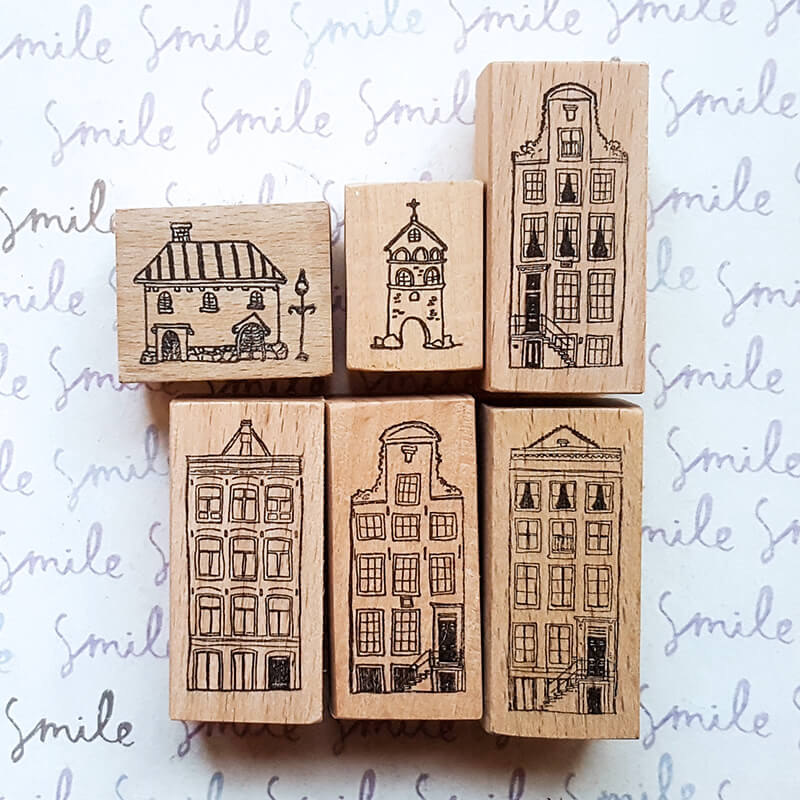 Townhomes Brownstones Houses Scrapbooking Wooden Stamp