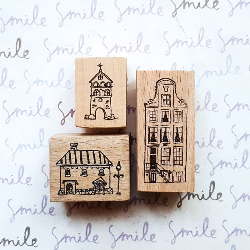 Townhomes Brownstones Houses Scrapbooking Wooden Stamp