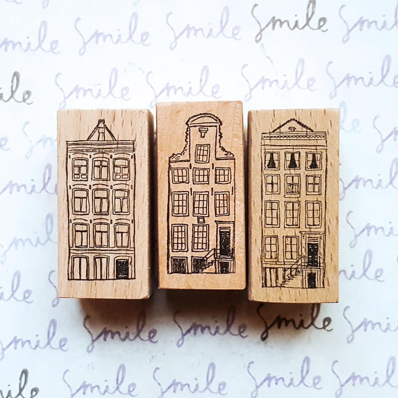 Townhomes Brownstones Houses Scrapbooking Wooden Stamp