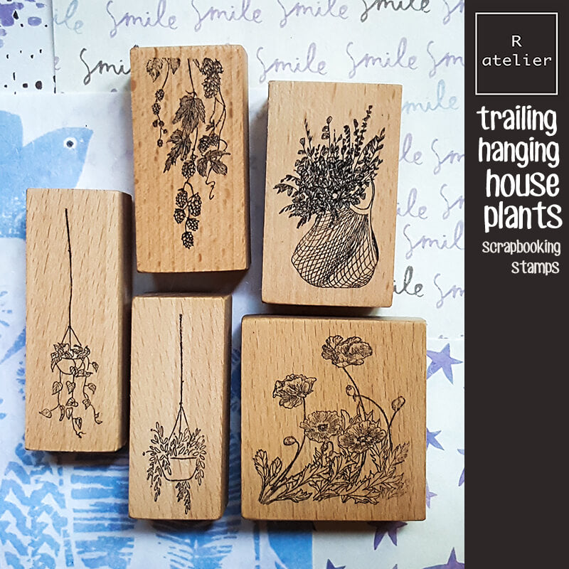 Trailing Hanging House Plant Scrapbooking Wooden Stamp