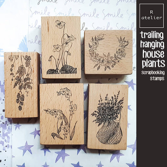 Trailing Hanging House Plant Scrapbooking Wooden Stamp