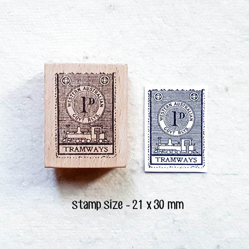 Old Tramways Streetcars Scrapbooking Wooden Stamp