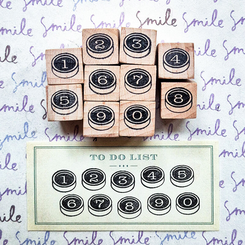 Retro Numbers Numerals Typewriter Keys Scrapbooking Wooden Stamp