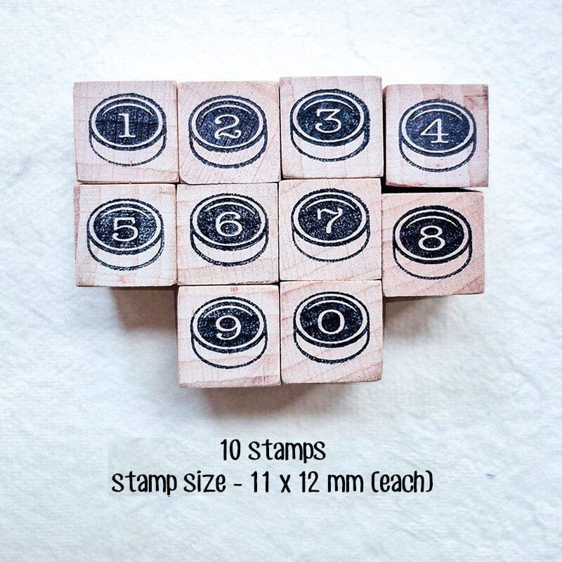 Retro Numbers Numerals Typewriter Keys Scrapbooking Wooden Stamp